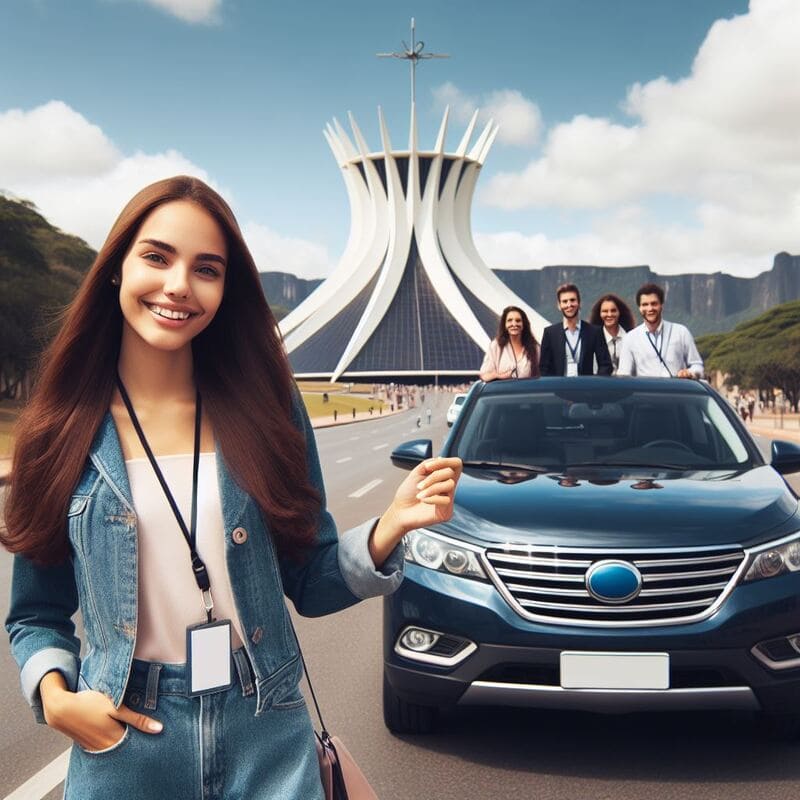 Visitantes em city tour privativo em Brasília com guia