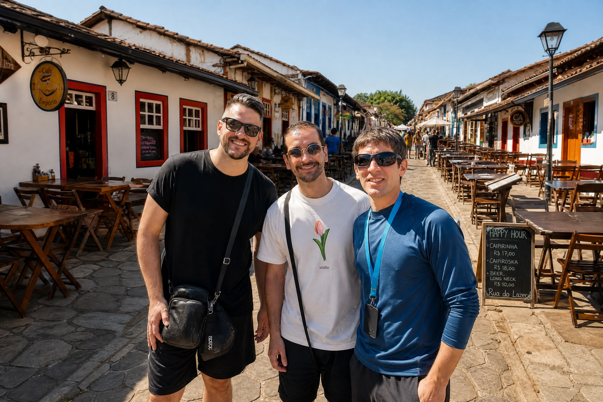 Rua do Lazer em Pirenópolis durante o dia com lojas e restaurantes típicos - bate e volta saindo de Brasília